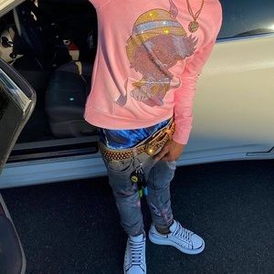 Blue jeans with color